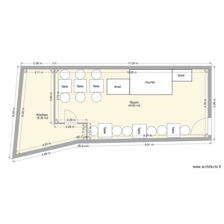 Delicatessen. Plan de 0 pièce et 0 m2