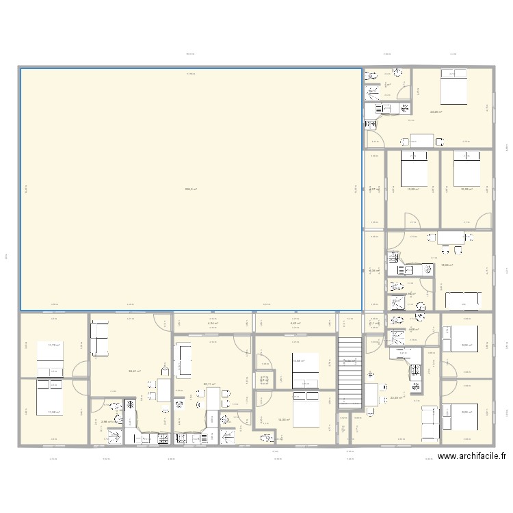 KESTIA Etage. Plan de 25 pièces et 466 m2