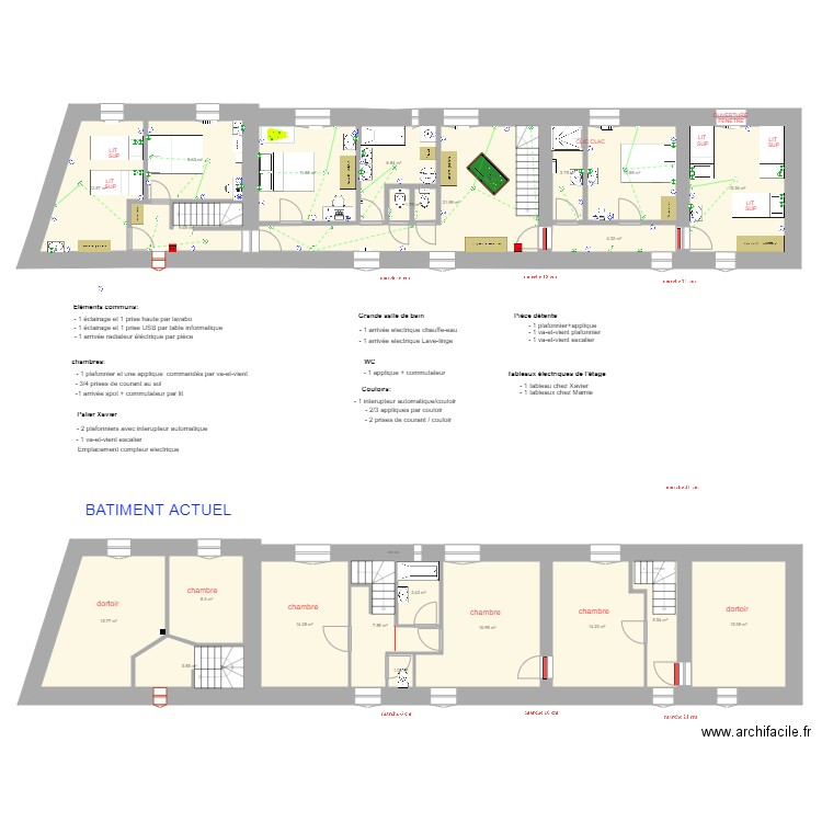 plan electricité étage. Plan de 0 pièce et 0 m2