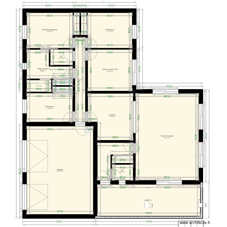 maison 3* final dernier. Plan de 17 pièces et 243 m2