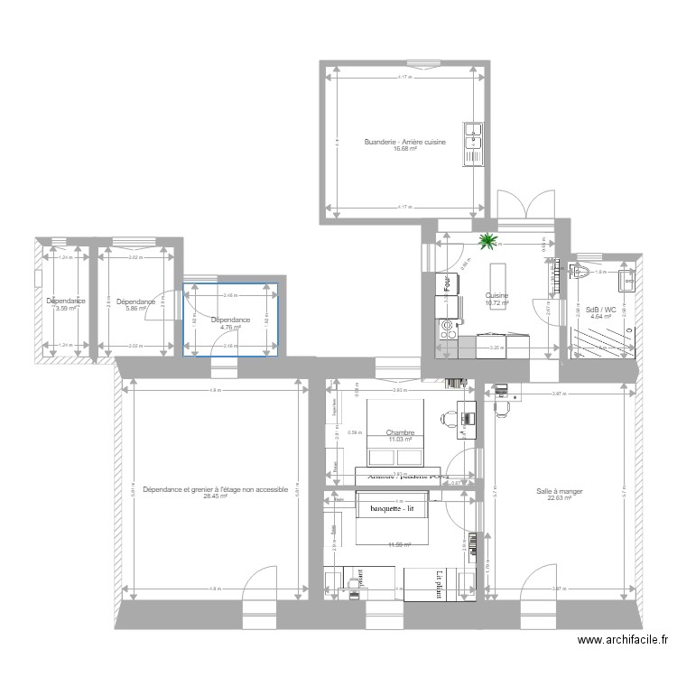 PLAN INTERIEUR chambre 2. Plan de 0 pièce et 0 m2