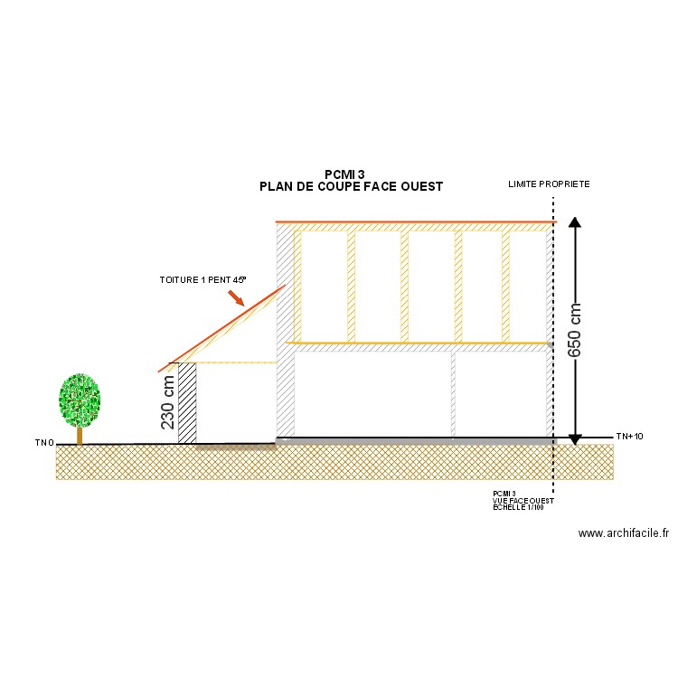 PCMI 3 AXE DE COUPE FACE OUEST. Plan de 0 pièce et 0 m2