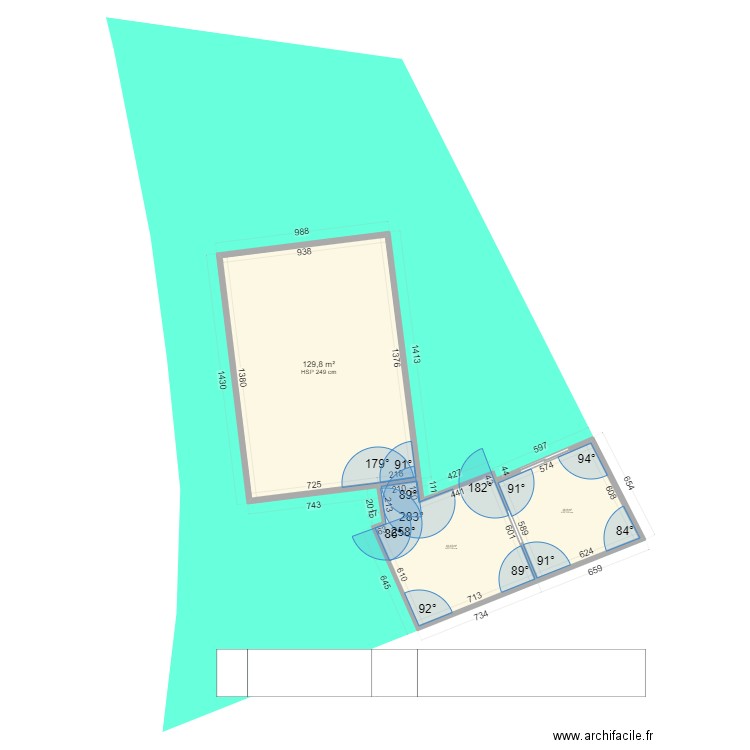 plan 30. Plan de 3 pièces et 215 m2