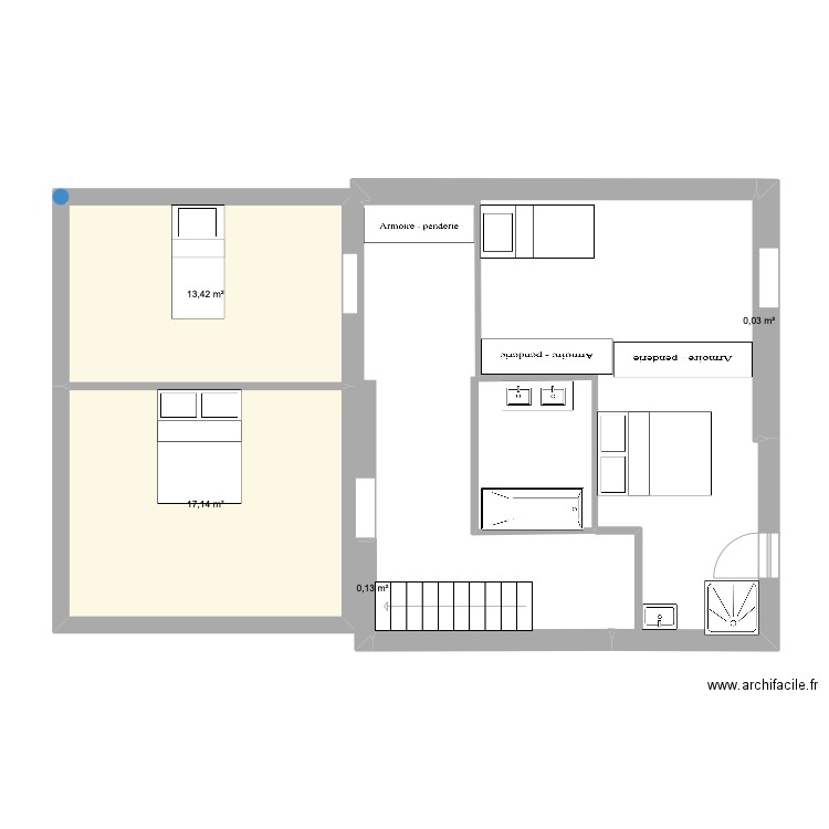étage avec extension. Plan de 0 pièce et 0 m2
