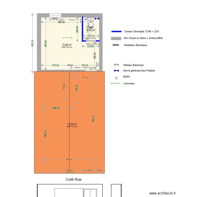 360 avant travaux. Plan de 0 pièce et 0 m2