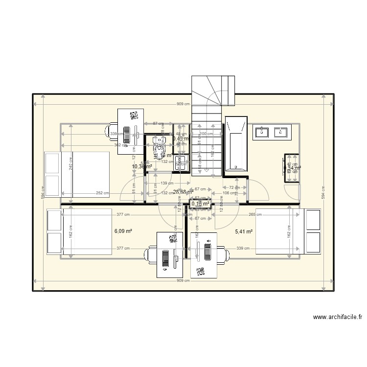 ETAGE - BERANGER - 2023 - V1. Plan de 8 pièces et 78 m2