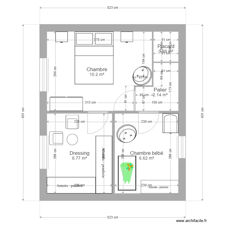 BI1605 1er &eacute;tage cot&eacute; . Plan de 