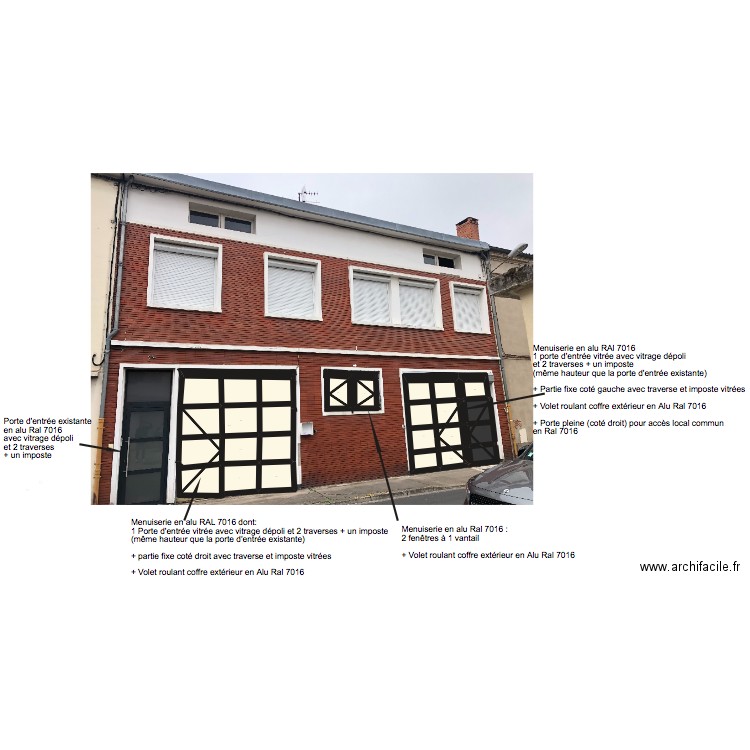 Façade. Plan de 0 pièce et 0 m2