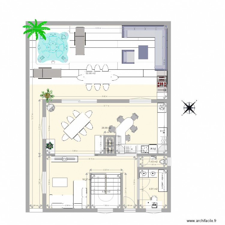 Les plaines - V0. Plan de 26 pièces et 277 m2