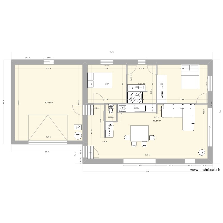 MAISON GUERET PH 2.2. Plan de 5 pièces et 97 m2