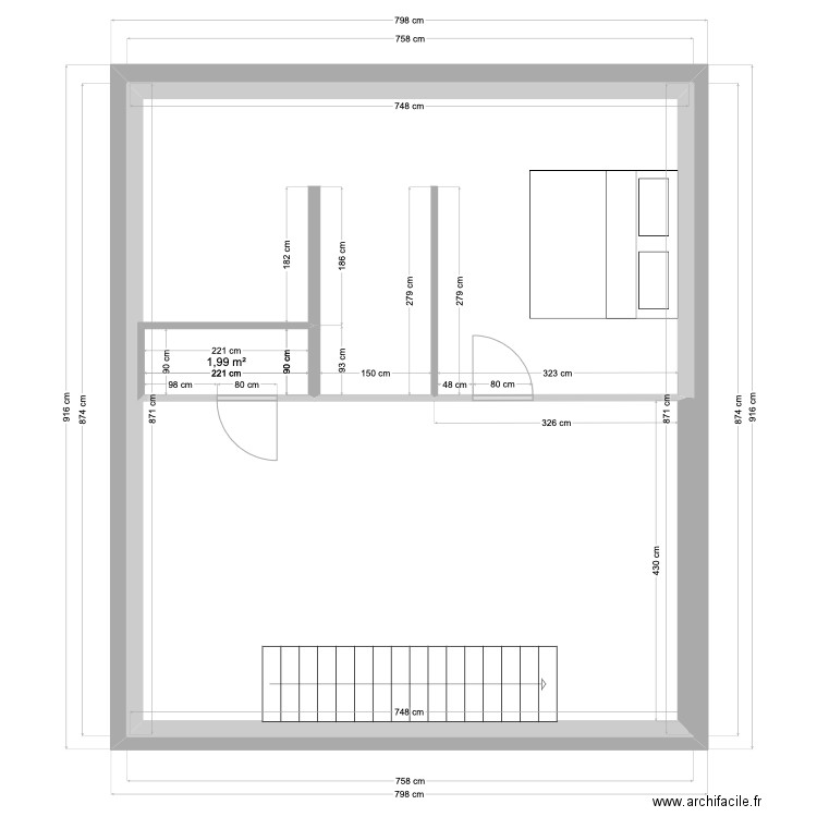 plan chambre. Plan de 2 pièces et 67 m2