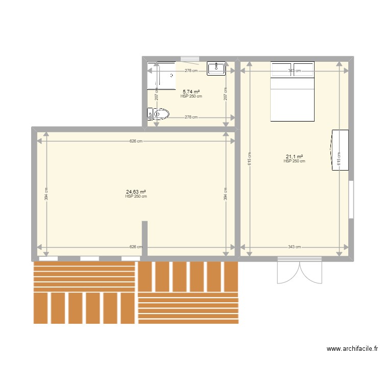 ba20. Plan de 3 pièces et 51 m2