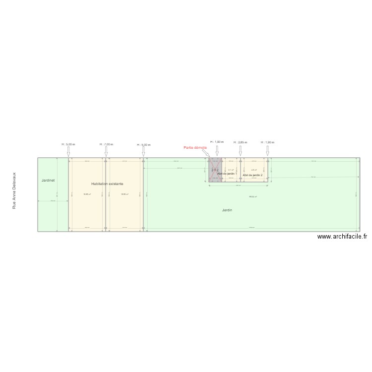 Plan de masse démolition partielle 20210514. Plan de 0 pièce et 0 m2
