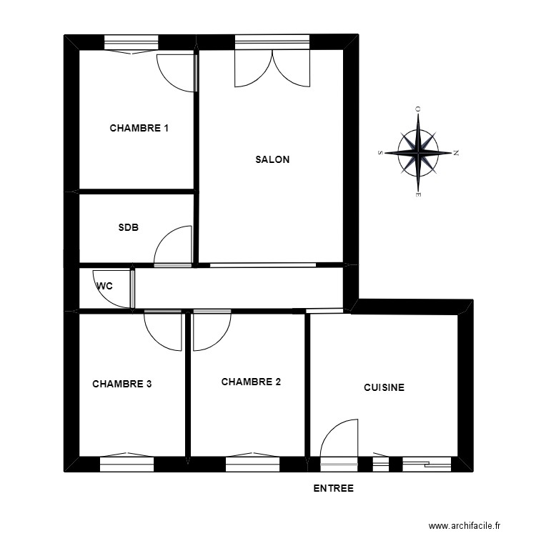 CHAABAD. Plan de 3 pièces et 27 m2