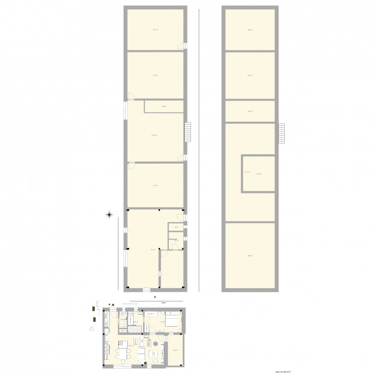 bâti 2 plain pied ferme 7 pignon est suite parentale 4 avec poteaux. Plan de 20 pièces et 557 m2