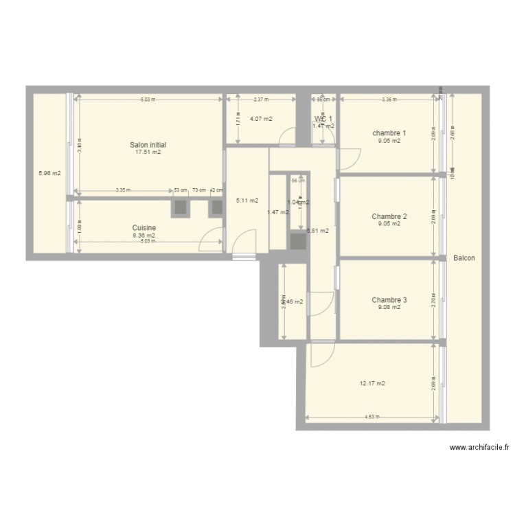 plan initial. Plan de 0 pièce et 0 m2