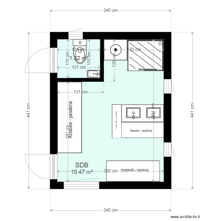 PLAN AMENAGEMENT SDB DANS EXISTANT 2. Plan de 0 pièce et 0 m2