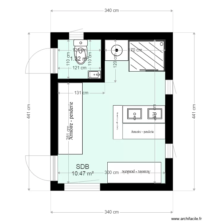 PLAN AMENAGEMENT SDB DANS EXISTANT 2. Plan de 