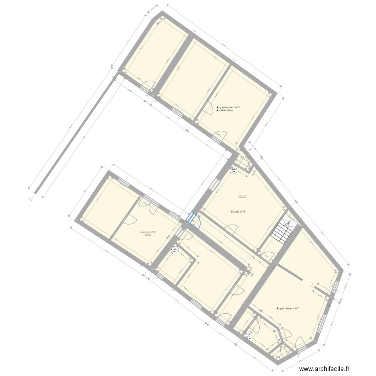 RdC Appart 1 -Aunis . Plan de 6 pièces et 394 m2