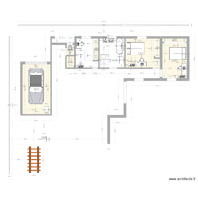 Villegly2. Plan de 8 pièces et 47 m2