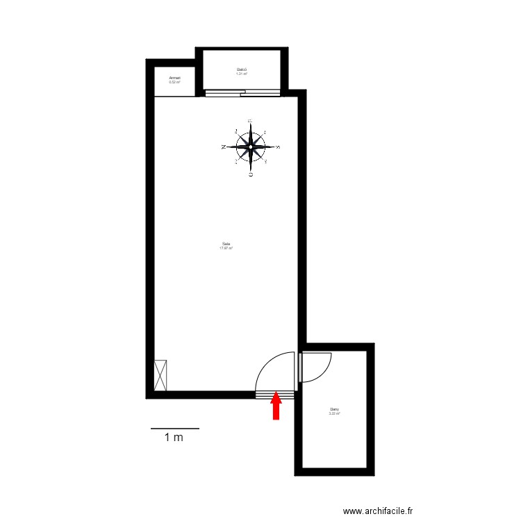 ED. CONSUEGRA 2, 1-3. PAS DE LA CASA. Plan de 4 pièces et 23 m2