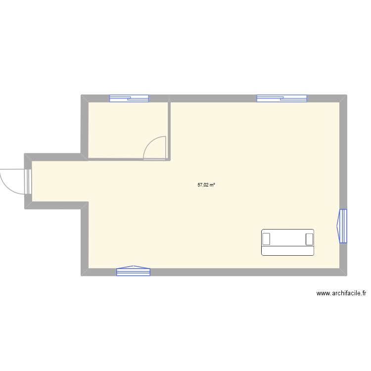 Projet_1. Plan de 1 pièce et 57 m2