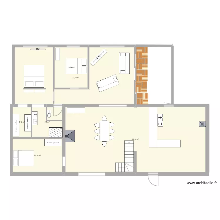 gauderie. Plan de 6  et 150 m²