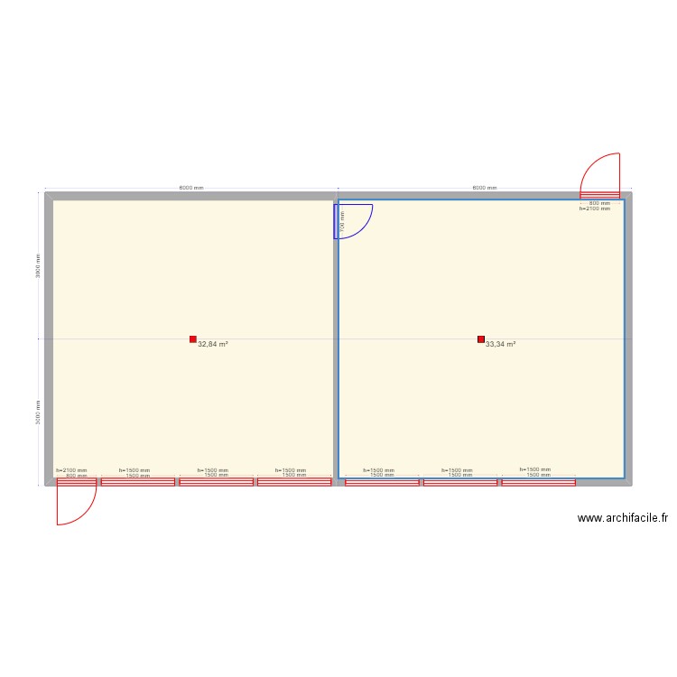 Крым 4м. Plan de 2 pièces et 66 m2