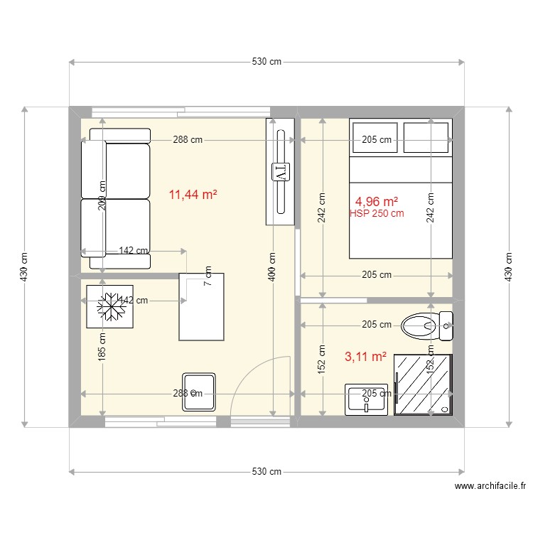 STUDIO. Plan de 0 pièce et 0 m2