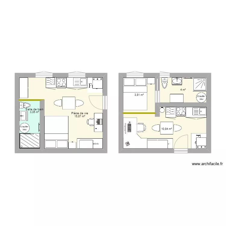 studio 20m². Plan de studio 20m². Plan de