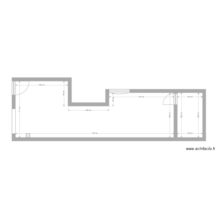 rehabilitation 3. Plan de 2 pièces et 44 m2