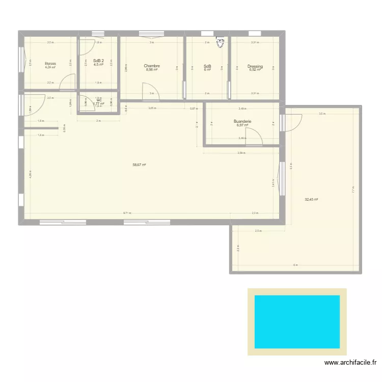 Maison Tarendol avec Terrasse & piscine de 10 m&sup2;. Plan de 