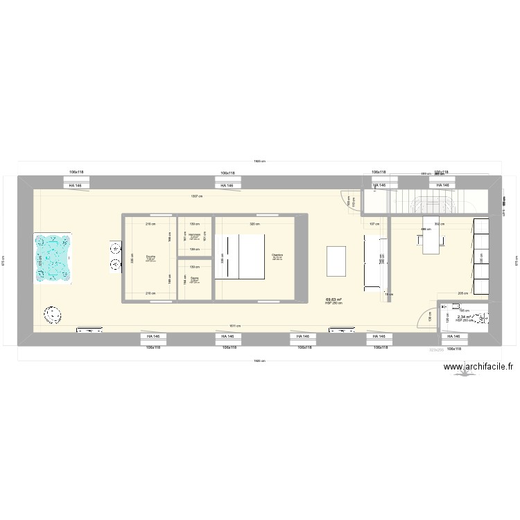 Loft 3. Plan de 14 pièces et 321 m2