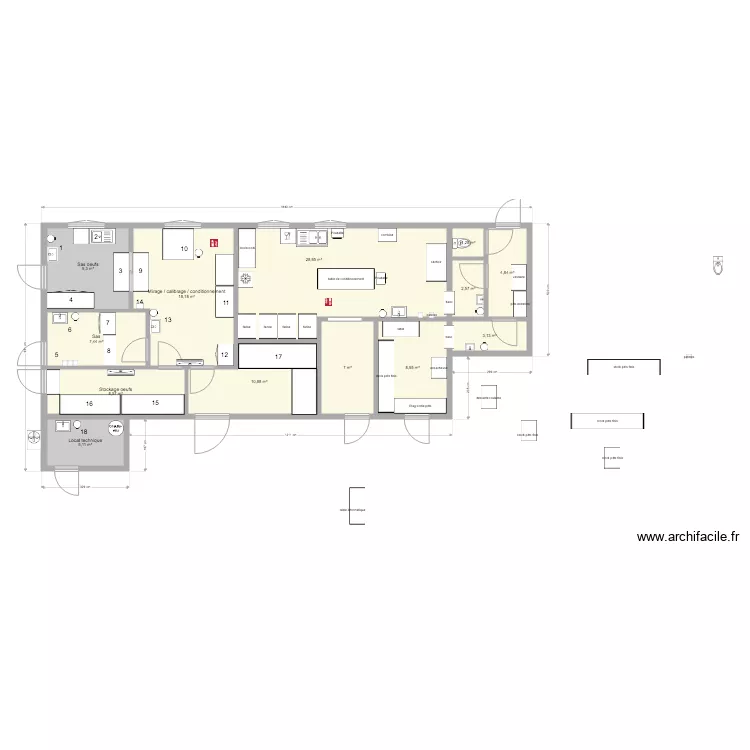 am&eacute;nagements local pates sans CEO. Plan de 