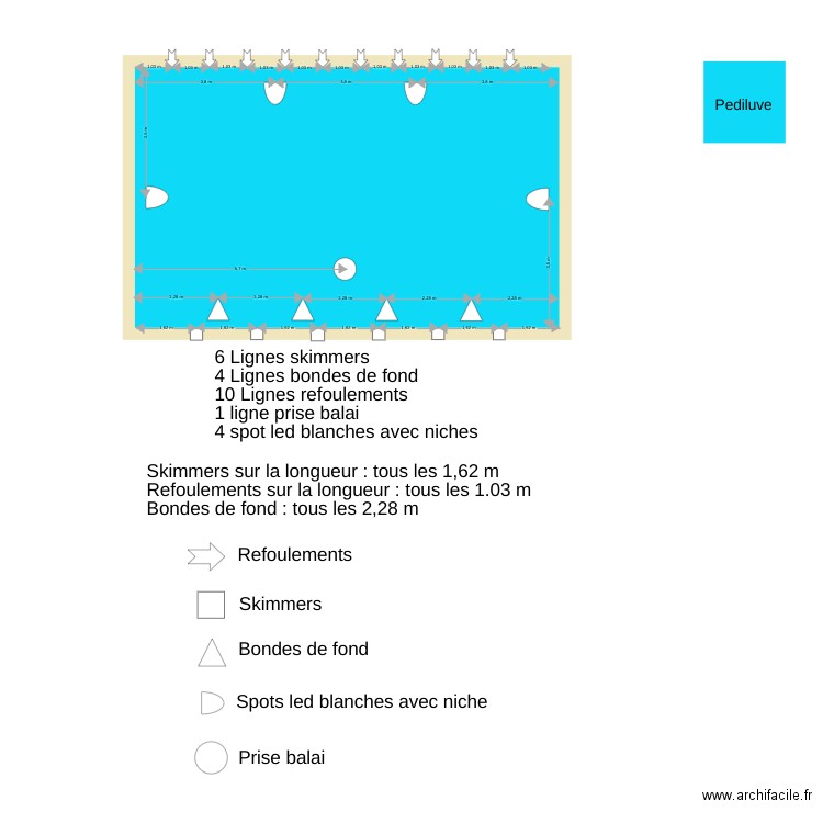 plan piscine borderes. Plan de 0 pièce et 0 m2