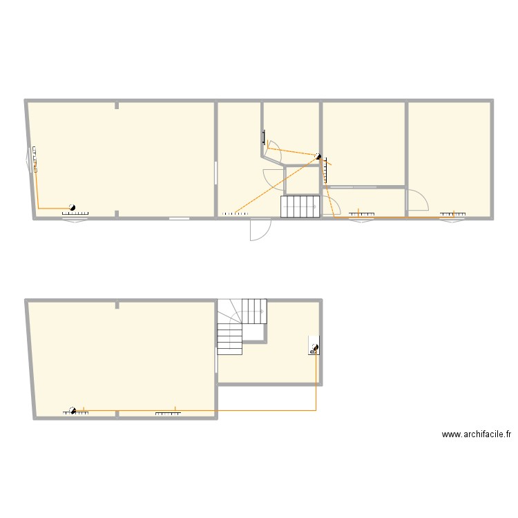 BRUNEAU chauffage. Plan de 9 pièces et 118 m2