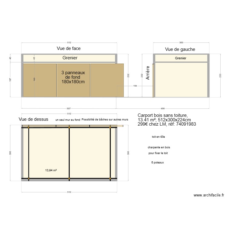 Carport 3x5,12m LM 03. Plan de 0 pièce et 0 m2