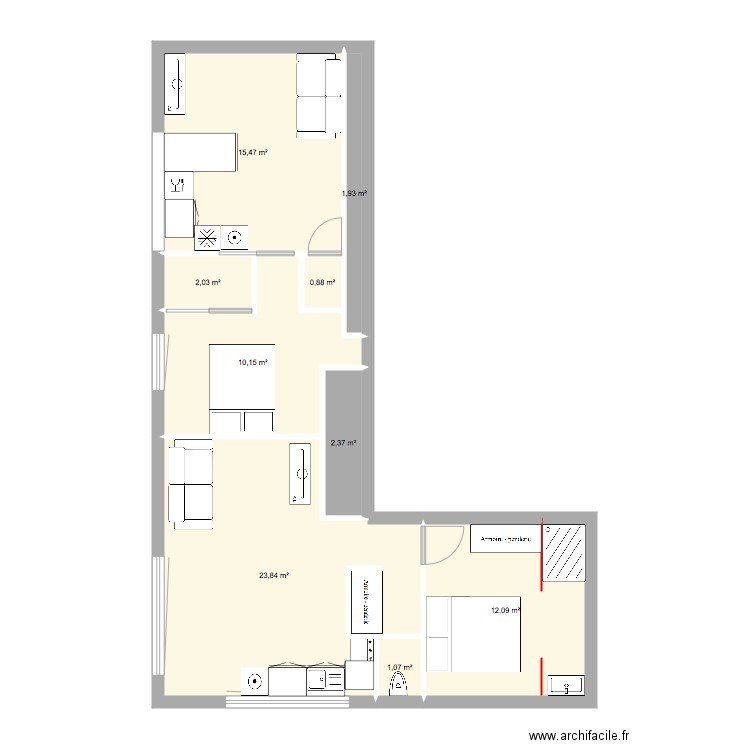 maison cluses T2. Plan de 9 pièces et 70 m2