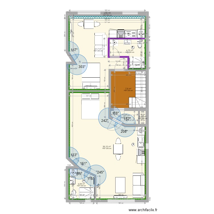 Arras - Appt n°4 & 5 - Etat futur. Plan de 8 pièces et 77 m2