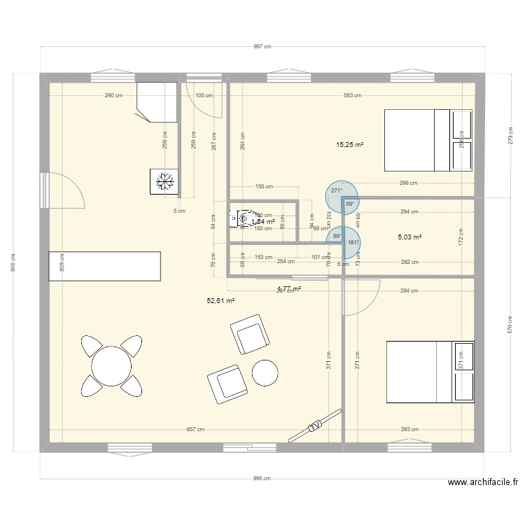 Plan base 2ch. Plan de 0 pièce et 0 m2