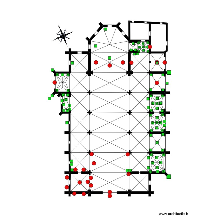 Collégiale Montbrison plan annoté. Plan de 1 pièce et 2 m2
