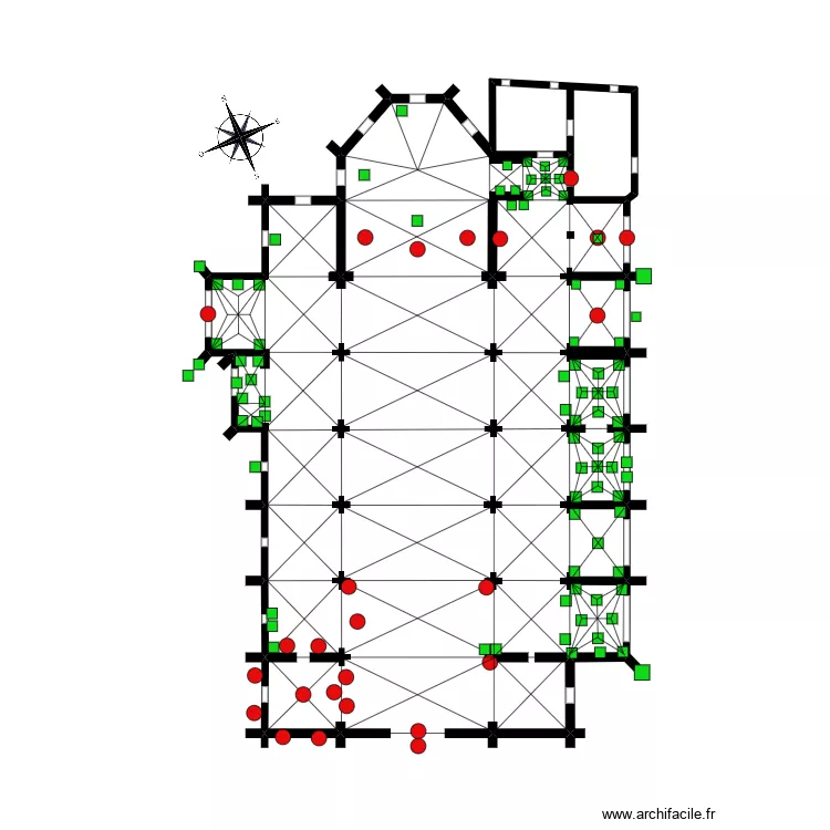 Coll&eacute;giale Montbrison plan annot&eacute;. Plan de 