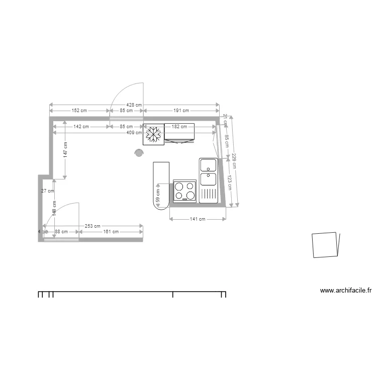 cuisine fin. Plan de 
