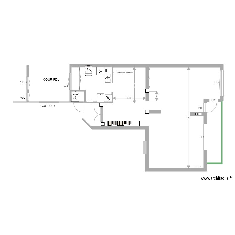 CUISINE  SEJOUR VB AL. Plan de 0 pièce et 0 m2