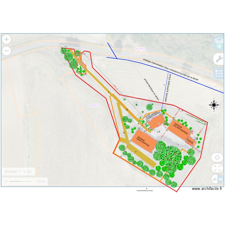 PLAN DE MASSE PROJET ETAT ACTUEL. Plan de 3 pièces et 98 m2