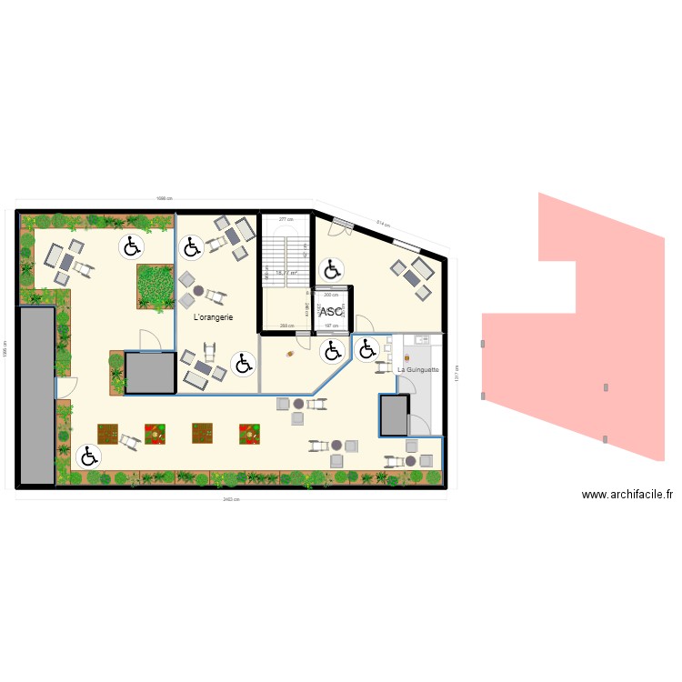 TERRASSE UGD 5EME ETAGE AMENAGEMENT. Plan de 10 pièces et 351 m2