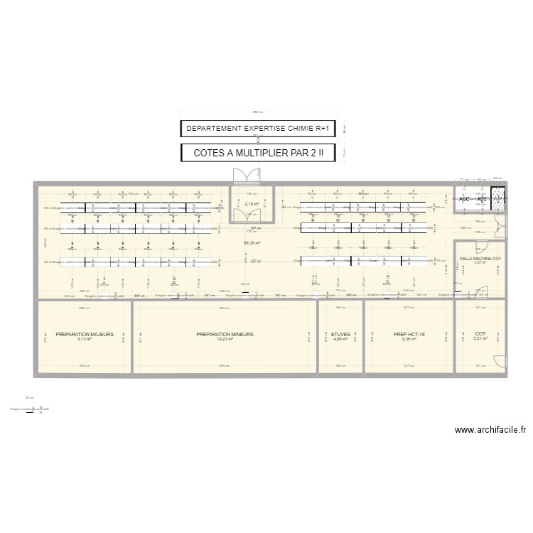 ETAGE EC. Plan de 9 pièces et 123 m2