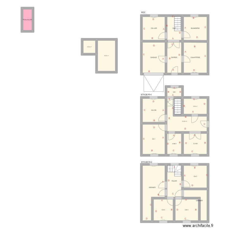 BROUILLAUD 1 AMIANTE. Plan de 23 pièces et 156 m2