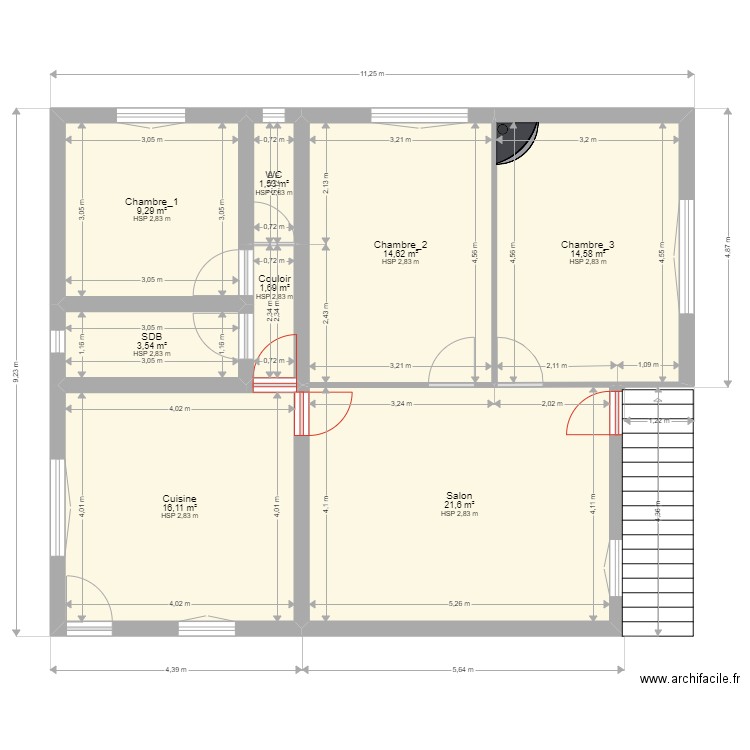 Projet La Gacilly_Brut. Plan de 8 pièces et 83 m2