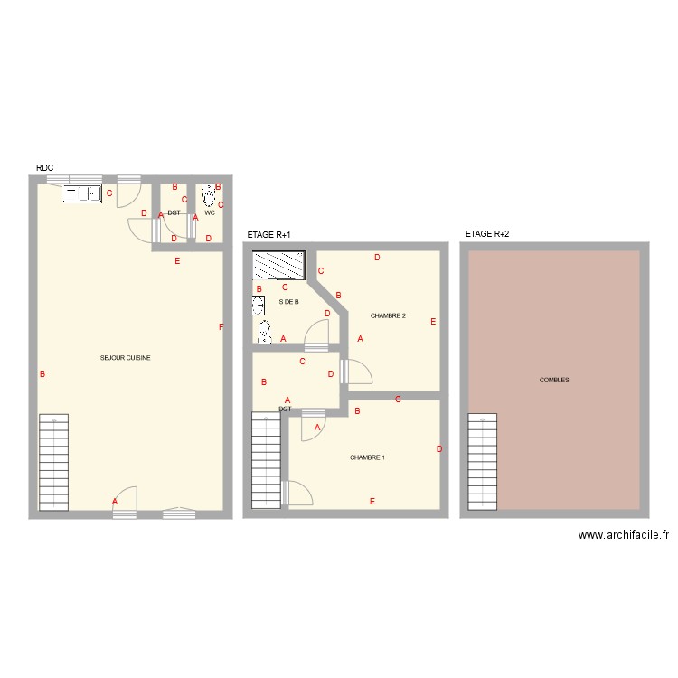 DEBLOIS. Plan de 8 pièces et 135 m2